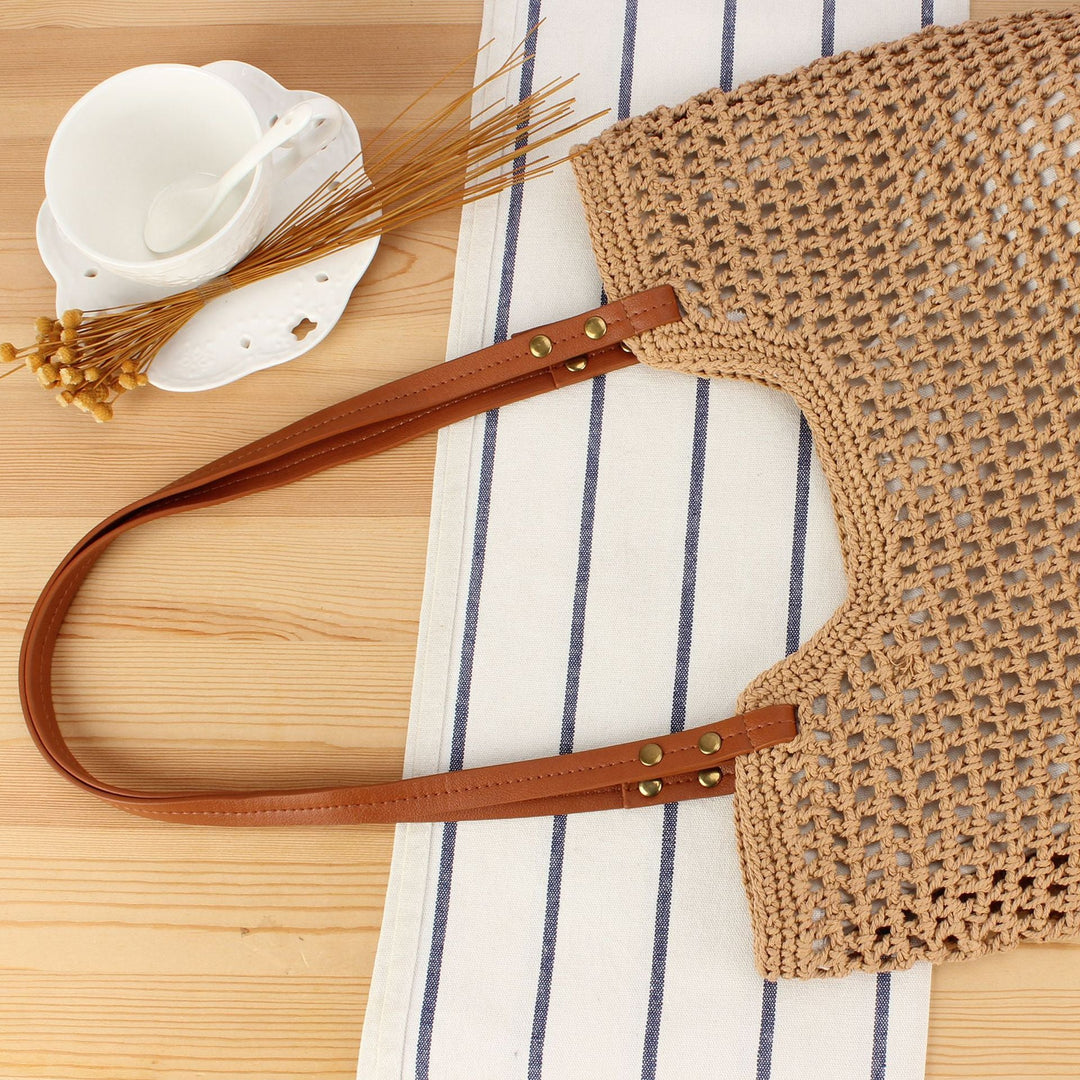 Large Shoulder Bag Made from Handwoven Natural Material Kalsten