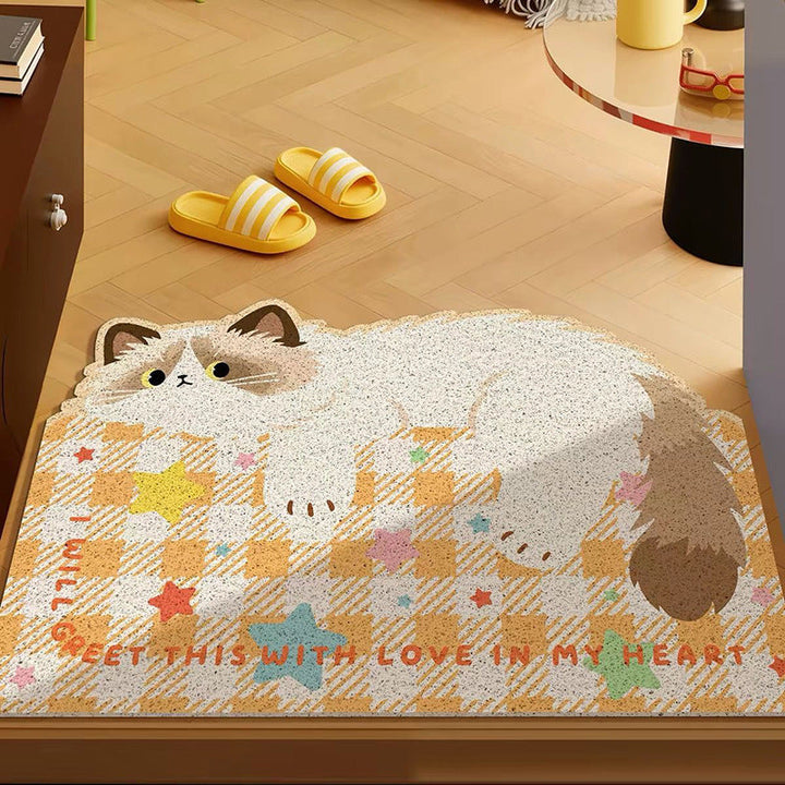 Playful Cat-Shaped Welcome Mat
