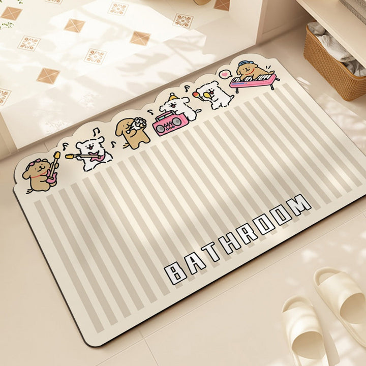 Cartoon Bear-Themed Bath Mat
