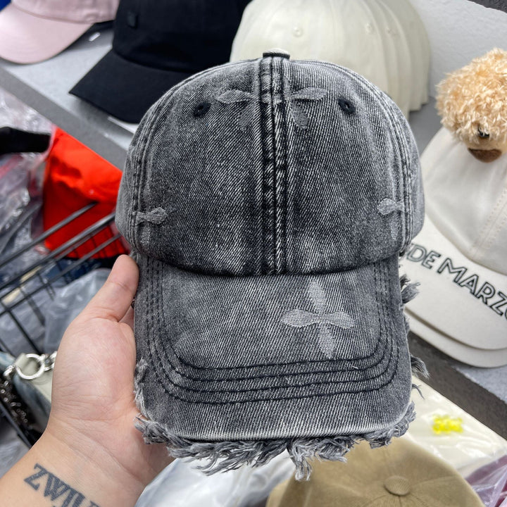 Women's Distressed Denim Fringe Baseball Cap Kalsten