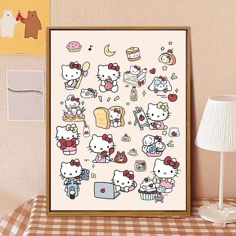Hello Kitty-Inspired Cartoon Wall Art Print Kalsten