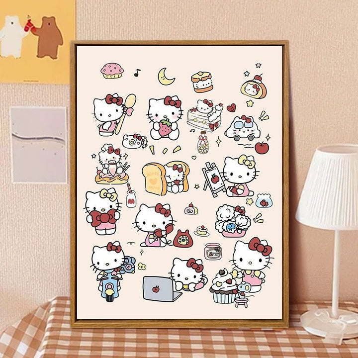 Hello Kitty-Inspired Cartoon Wall Art Print Kalsten