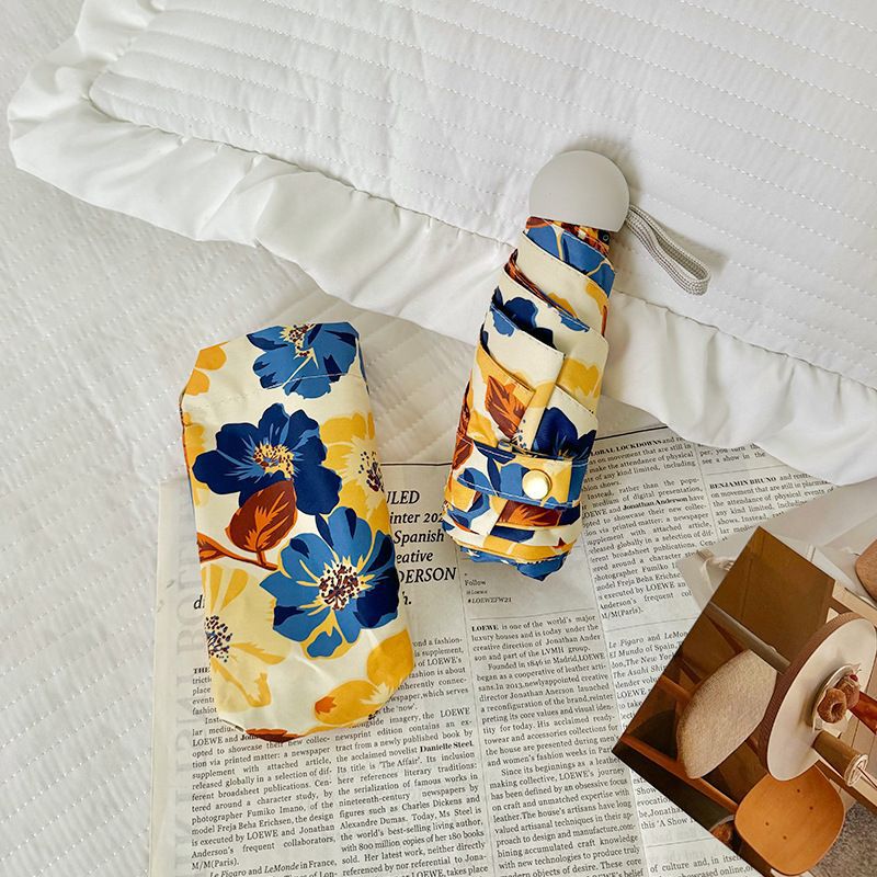Women Folding Umbrella with Detailed Floral Design Kalsten