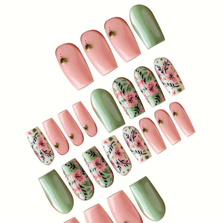 Botanical Floral Press-On Nail Art Kalsten