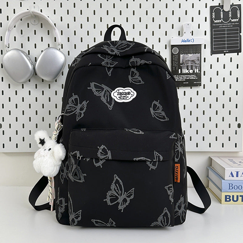 Butterfly Print Casual School Backpack