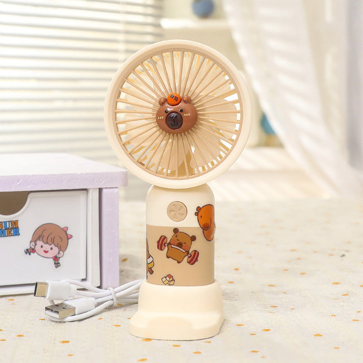 Unisex nan portable rechargeable mini table fan with LED mood light, silent motor, and USB charging function Kalsten