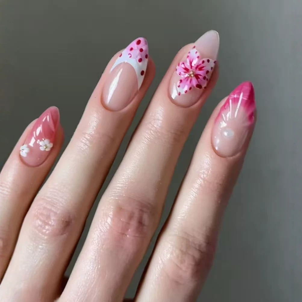 Artistic Floral-Accent Press-On Nails Kalsten