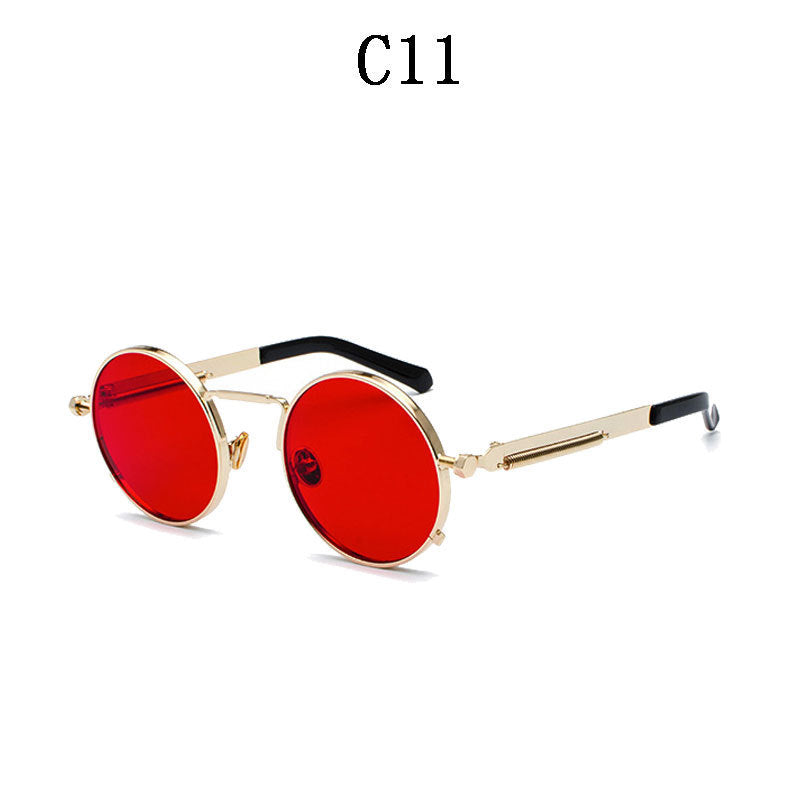 Ladies Round Metal Sunglasses with Mirrored Lenses Kalsten