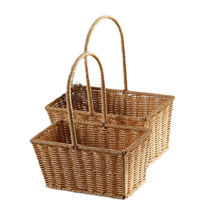 Decorative Woven Storage Basket with Mushroom Emblem Kalsten