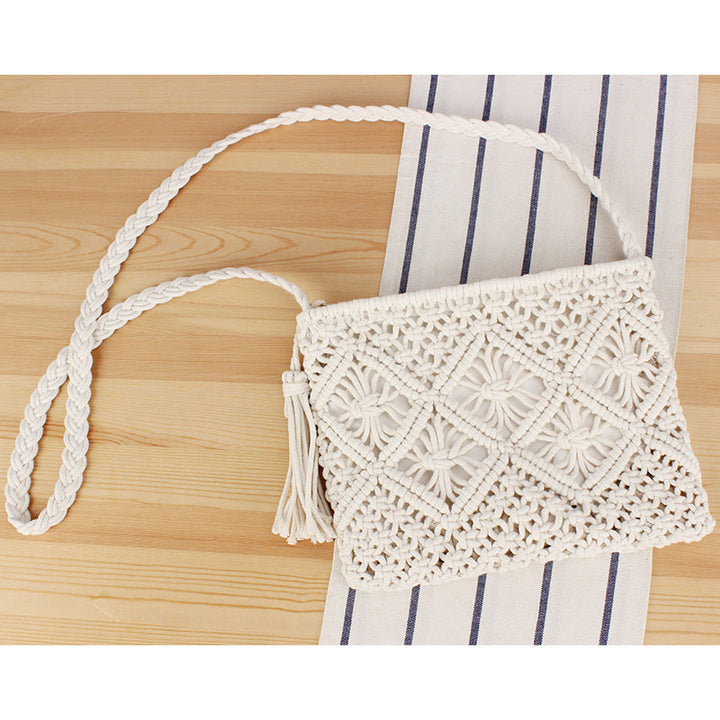 Handcrafted Macrame Shoulder Bag with Tassels Kalsten