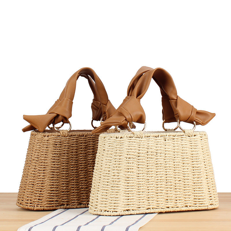 Basket bag with elegant fabric decoration Kalsten