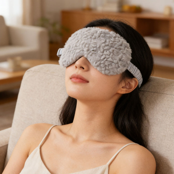Women's luxury sleep mask with voluminous faux fur cover and softly padded eye area Kalsten