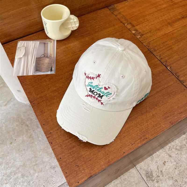 Women's Distressed Heart-Embroidered Baseball Cap Kalsten