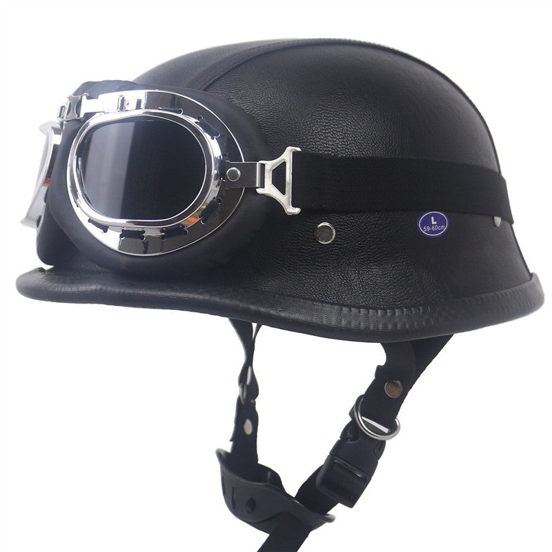 Vintage-Styled Motorcycle Helmet with Integrated Goggles Kalsten