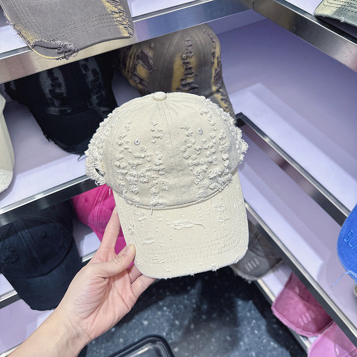 Women's Distressed Denim-Style Baseball Cap Kalsten