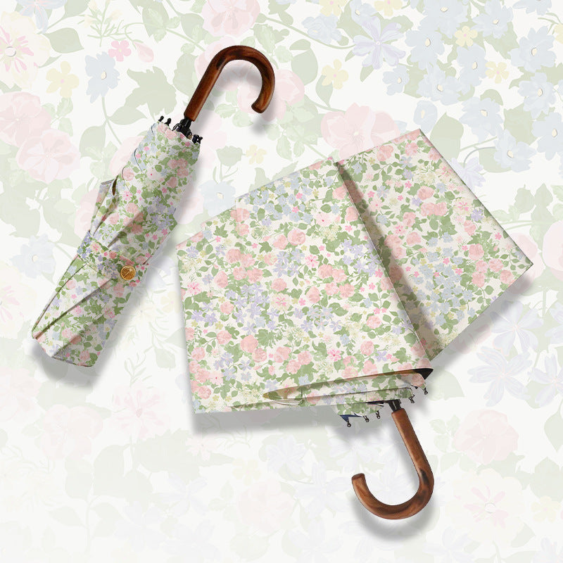 Women Folding Umbrella with Exquisite Floral Design Kalsten