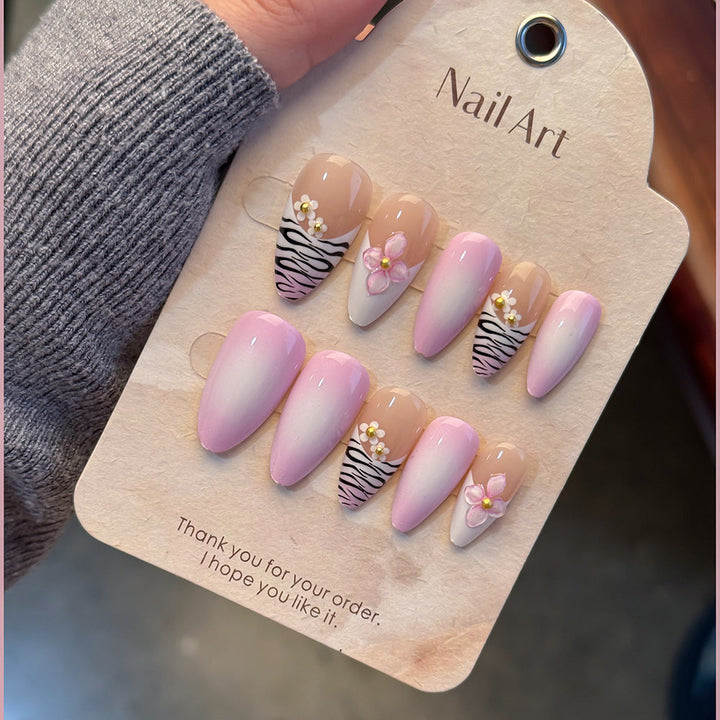 Elegant Floral Embellished Press-On Nails Kalsten