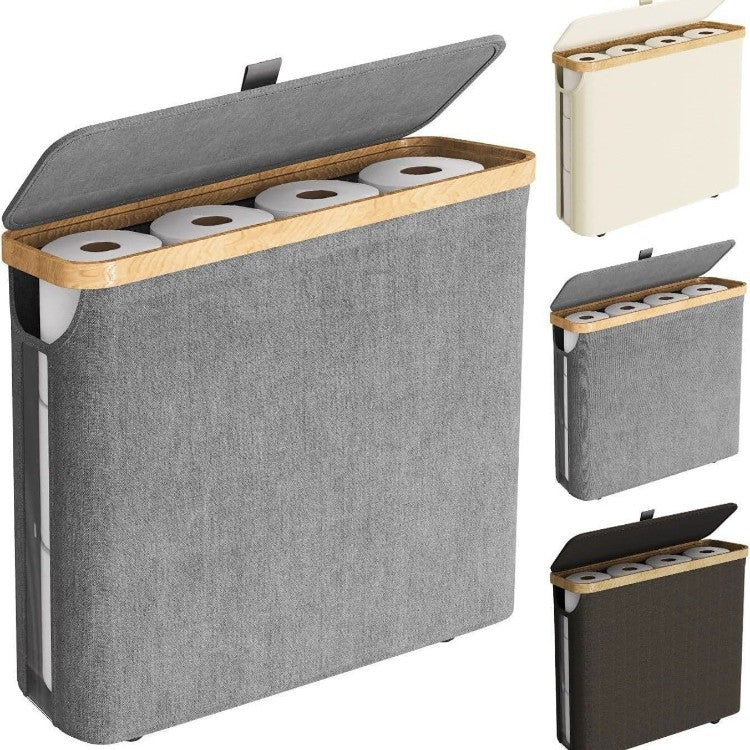 Elegant Laundry Container Made of High-Quality Textile with Bamboo Frame Acalora