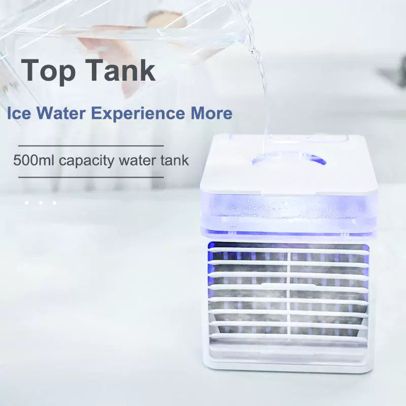 Unisex one size compact desktop evaporative air cooler with detachable top filling tank and adjustable directional louvers Kalsten