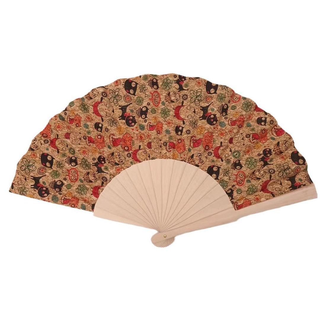Ladies handcrafted fan made of cork and wood Kalsten
