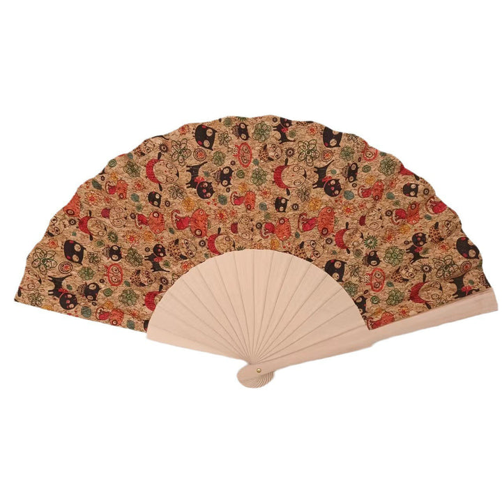 Ladies handcrafted fan made of cork and wood Kalsten