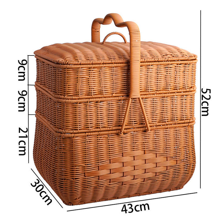 Women's Handcrafted Storage Basket with Lid and Carry Handle Kalsten
