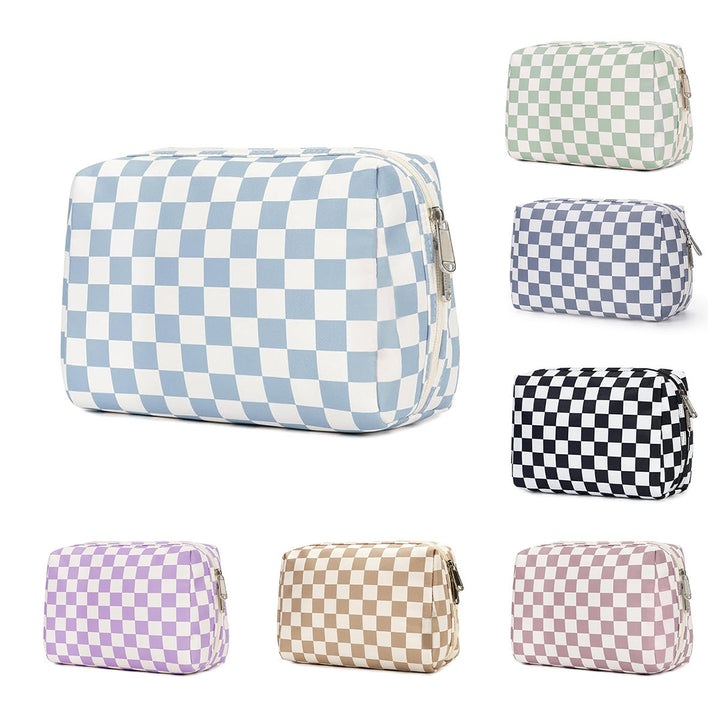 Stylish cosmetic bag with checked pattern Kalsten