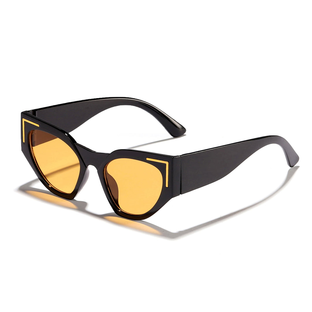 Women's Creative Cat-Eye Sunglasses with Transparent Frame and Brown Lenses Kalsten