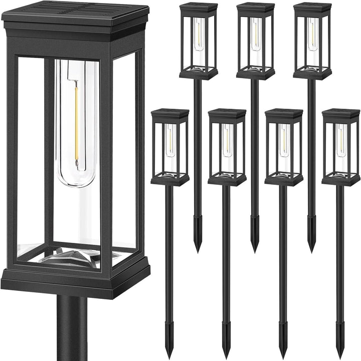 LED Garden Stake Lantern With Frosted Acrylic Panel And Weatherproof Metal Frame Kalsten