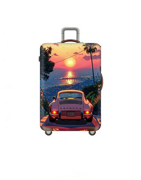 Women's stretchable suitcase cover with rabbit motif, tear-resistant stretch material and openings for handle and wheels Kalsten