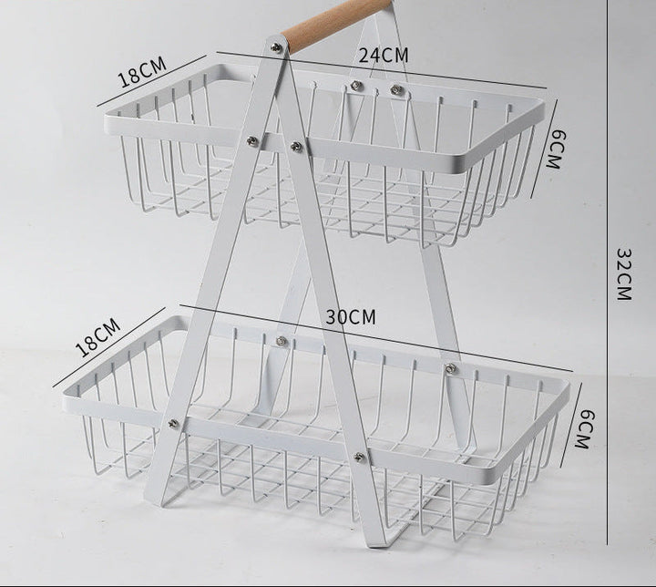 Sturdy Two-Tier Metal Storage Basket Kalsten