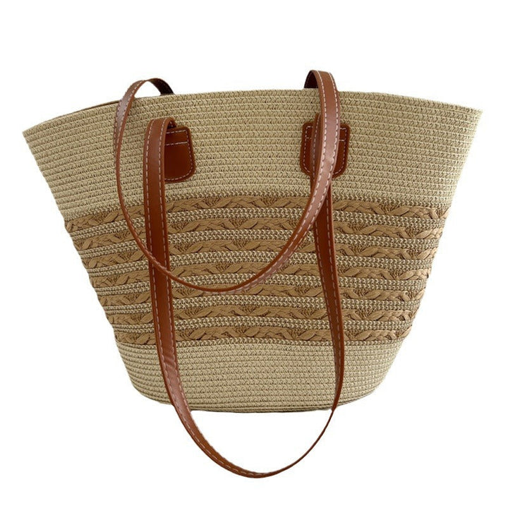 Handcrafted wicker bag with elegant leather accents Kalsten