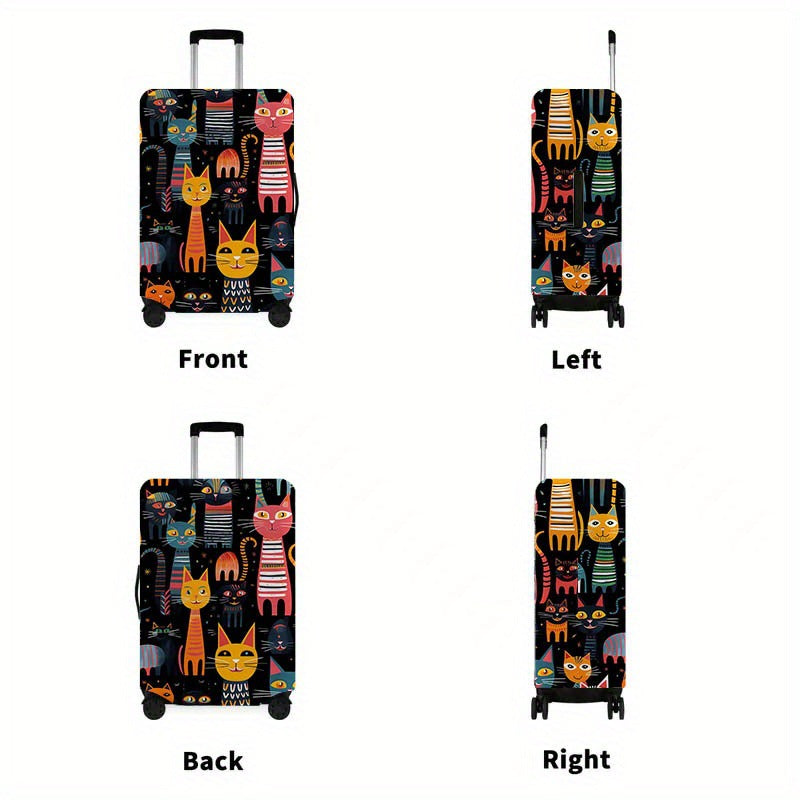 Unisex nan elastic suitcase cover with cartoon cat design stretchable scratch-resistant protective for luggage Kalsten