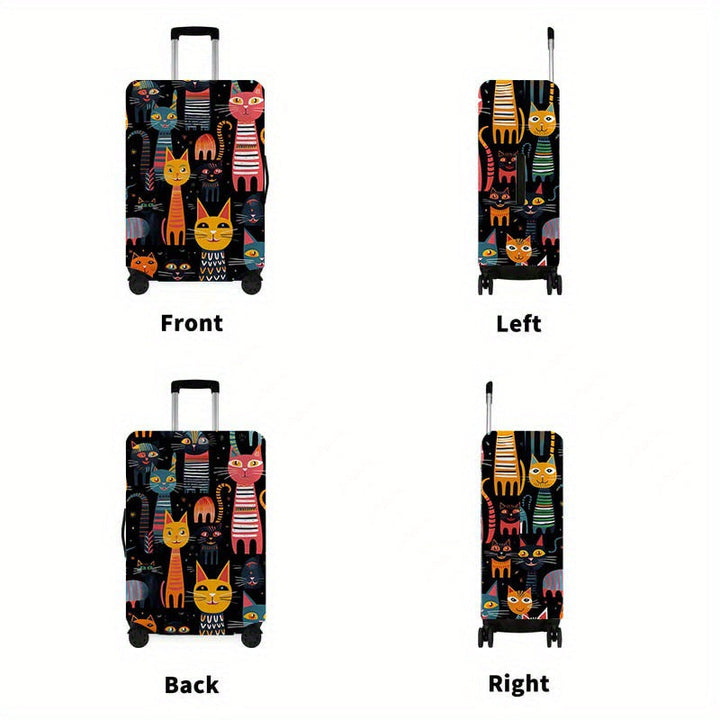 Unisex nan elastic suitcase cover with cartoon cat design stretchable scratch-resistant protective for luggage Kalsten