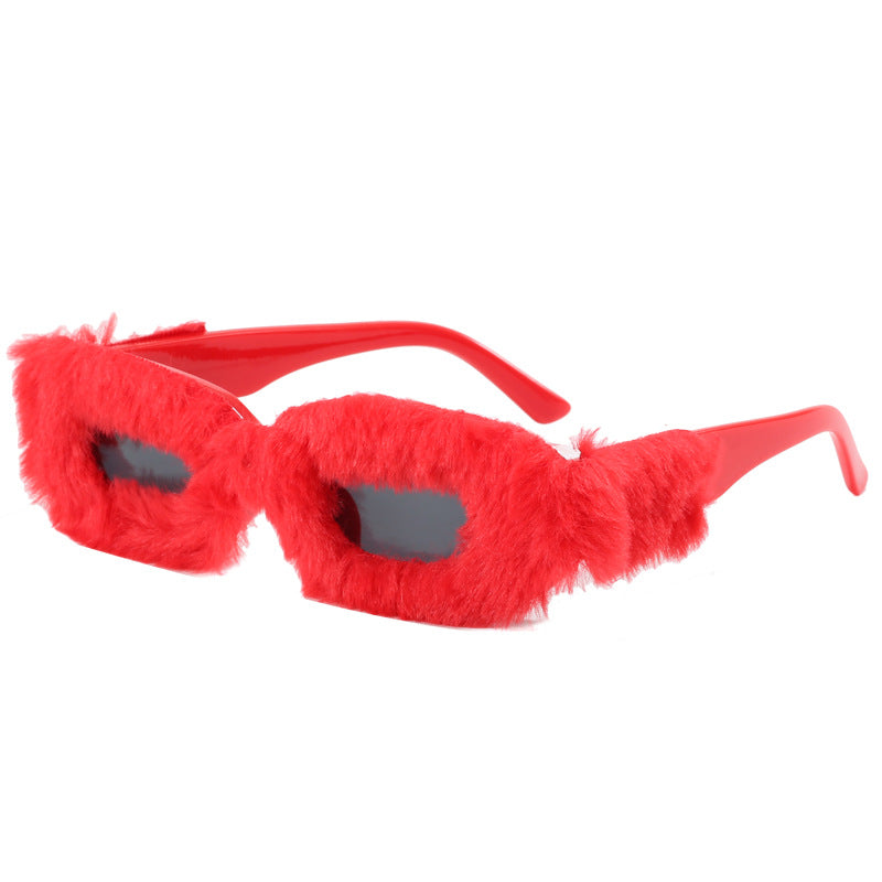 Ladies extravagant sunglasses with luxurious fur frame Kalsten