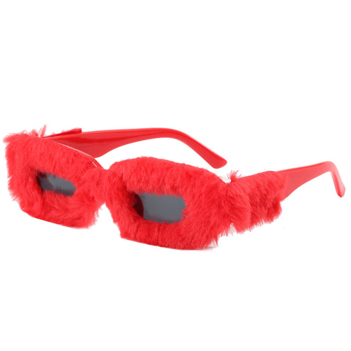 Ladies extravagant sunglasses with luxurious fur frame Kalsten