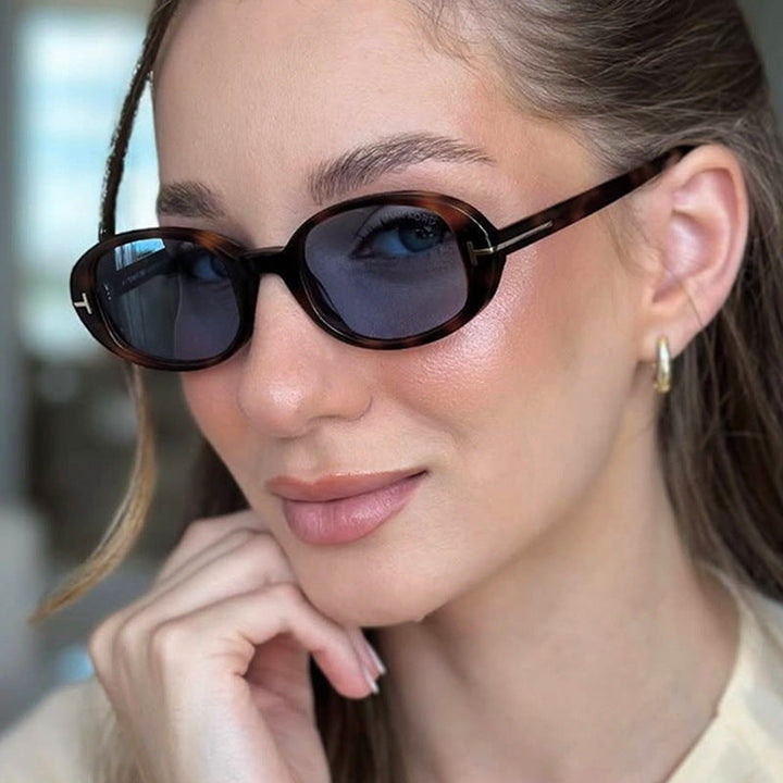 Ladies stylish oval sunglasses with golden details Kalsten