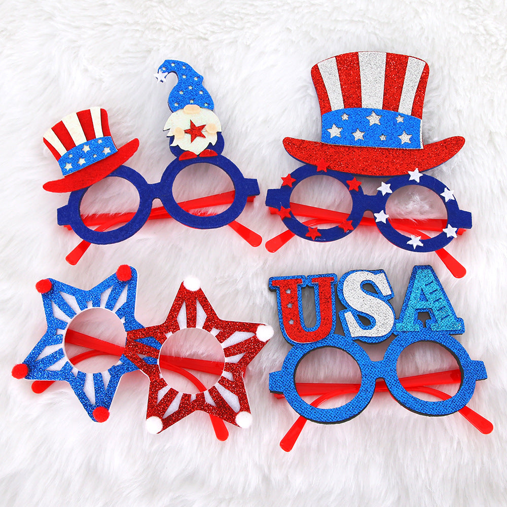 Unisex nan patriotic glitter novelty party glasses with USA letter topper Kalsten