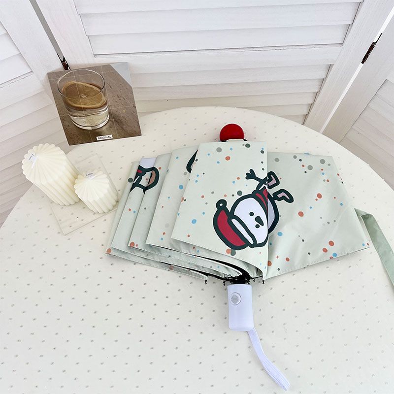 Women's Automatic Folding Umbrella with Cheerful Snowman Design Kalsten