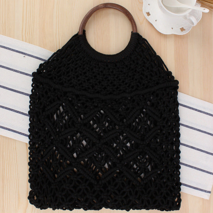 Macrame Tote Bag with Double-Layer Inner Pocket Kalsten
