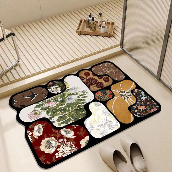 Artistic Floral Pattern Bath Mat Kalsten