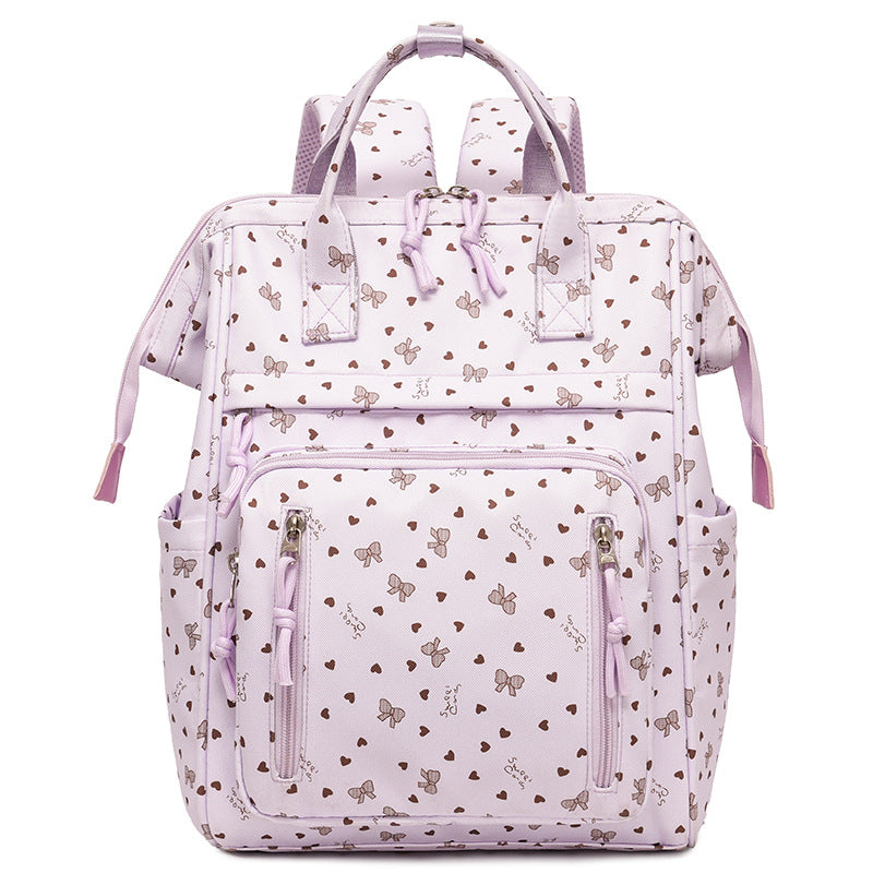 Stylish Heart-Printed Multi-Pocket Backpack kalsten