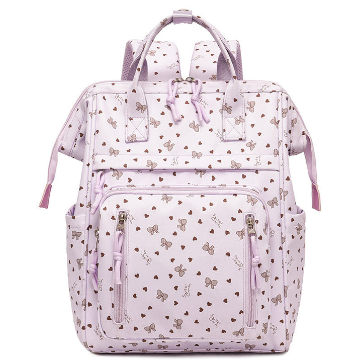 Stylish Heart-Printed Multi-Pocket Backpack kalsten