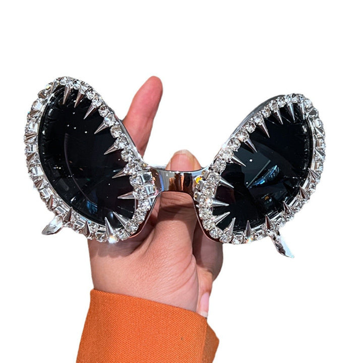 Women futuristic statement sunglasses with glittering crystal frame Kalsten