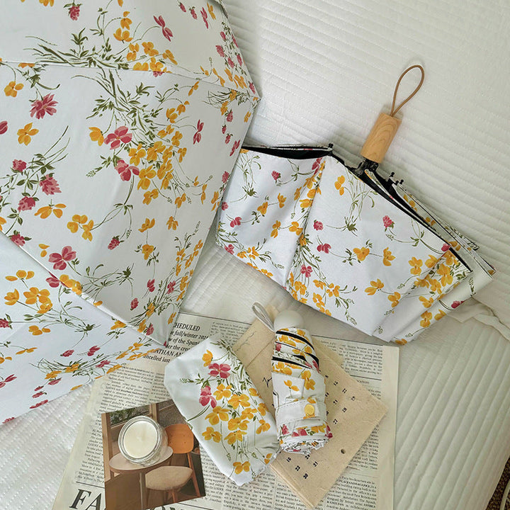 Women Foldable Sunshade with Flower Design Kalsten