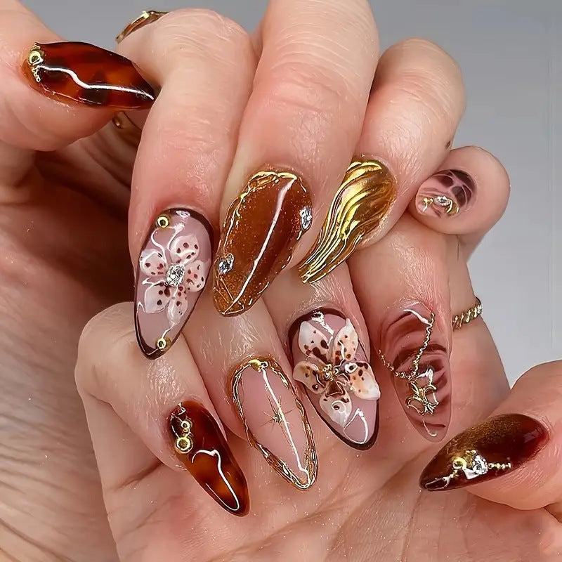 Artistic Floral Design Press-On Nail Set Kalsten