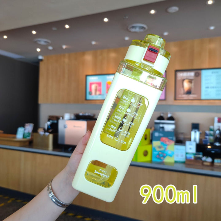 Women's water bottle with integrated time markers and straw Kalsten