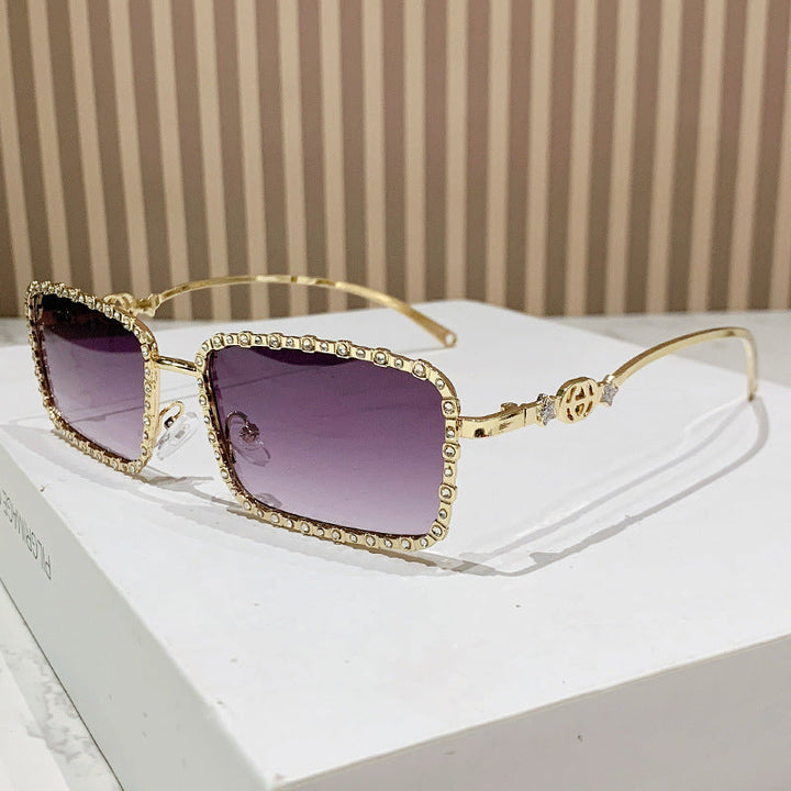 Women's elegant square sunglasses with luxurious rhinestone frame Kalsten