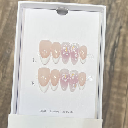 Floral-Design Reusable Press-On Nail Set Acalora