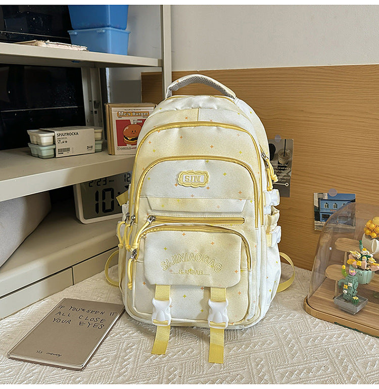 Multi-Pocket Galaxy-Themed School Backpack